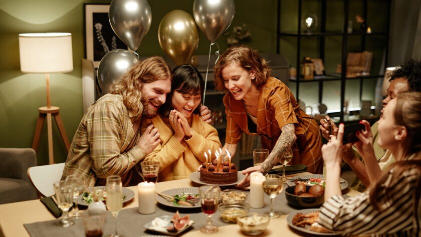 Friends celebrating birthday together