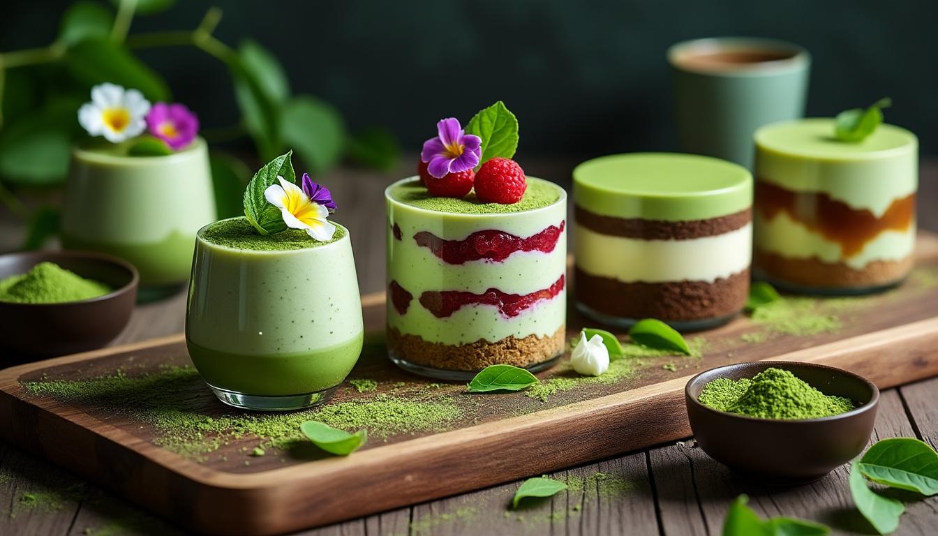 découvrez 5 recettes innovantes d'entremet au thé matcha qui éveilleront vos papilles. ces créations délicieuses et visuellement captivantes sauront séduire vos invités et apporter une touche unique à vos desserts. essayez-les dès maintenant et éveillez votre créativité culinaire !