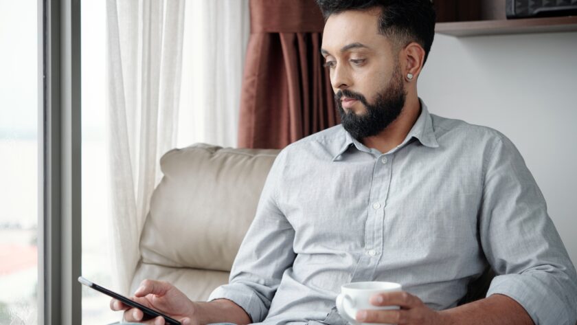 Man Answering Text Messages