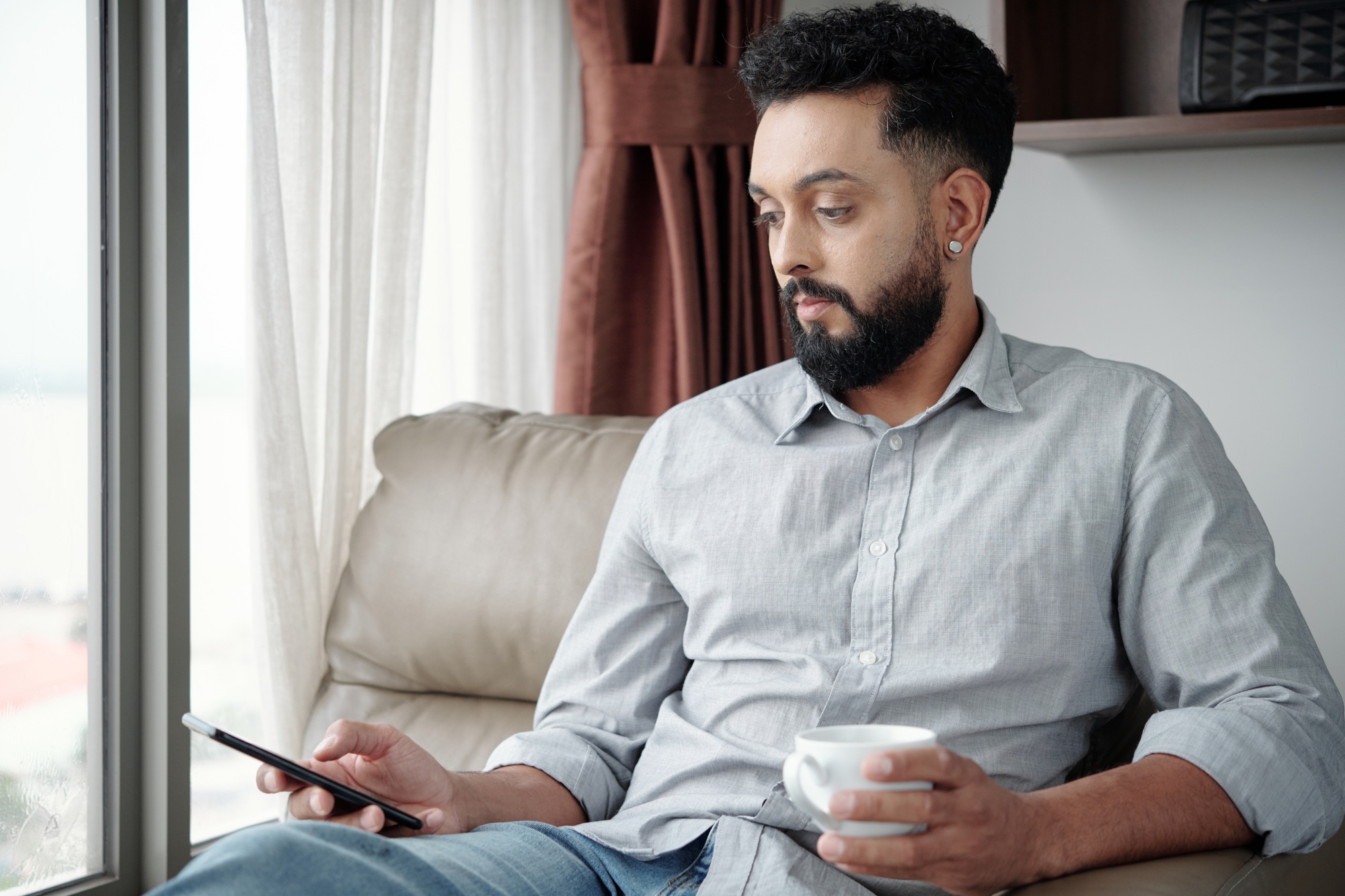 Man Answering Text Messages