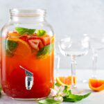 Strawberry and basil sparkling punch