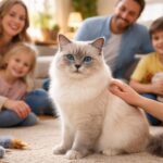 découvrez le sacré de birmanie blue point, un chat élégant et affectueux, parfait pour les familles recherchant un compagnon doux et joueur.